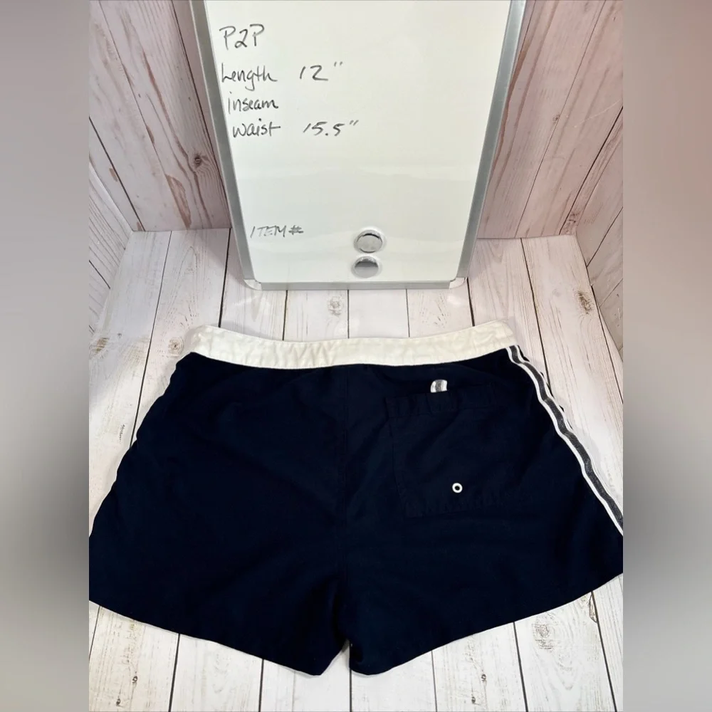 BIG FLIRT POLYESTER BOARD SHORTS NAVY BLUE READ MEASUREMENTS - Picture 5 of 6